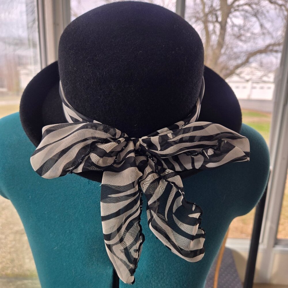 Arlin Wool Felt Hat w/ Zebra Trim and Bow